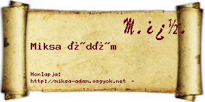 Miksa Ádám névjegykártya